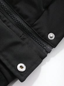 DAZY Áo khoác nữ cổ đứng màu trơn, đệm ngắn, áo khoác mùa đông - màu đen - Xem 4