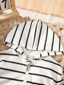 Baby Boys' Striped And Printed Hooded Long Sleeve Jacket - Multicolor - View 3