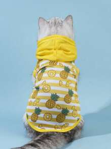 PETSIN 夏季條紋菠蘿印花可愛寵物連帽背心