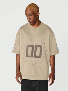 SUMWON Áo thun oversize có thêu - Màu be - Xem 1