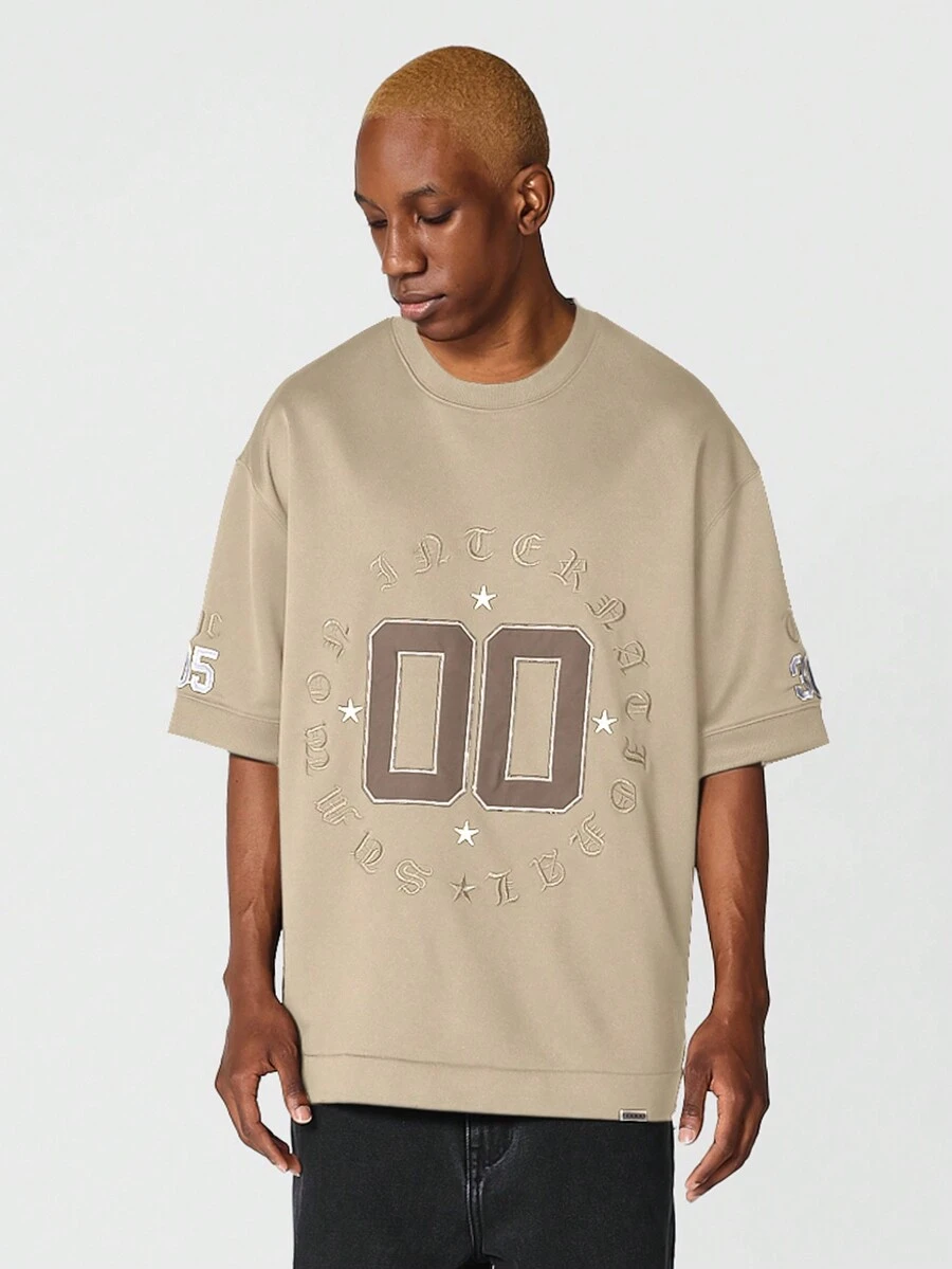 SUMWON Áo thun oversize có thêu - Màu be - Xem 1