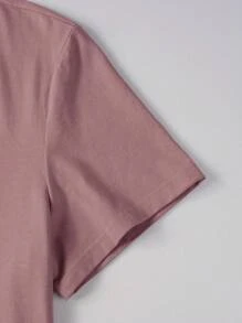 Manfinity Homme Áo thun polo cổ đứng màu trơn mùa hè cho nam tay ngắn thường ngày - Hồng - Xem 6