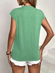 SHEIN LUNE 女士夏季字母眼镜印花圆领短袖休闲 T 恤图案 T 恤女式上衣