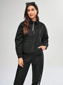 Women's Sportswear Sweating Suit Set Gym Set - Black - View 4