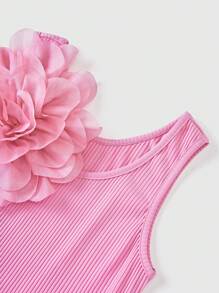 SHEIN Clasi 夏季時尚誇張3D花卉裝飾背心 - 粉色 - 查看 4