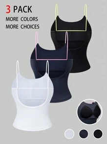 Chiquease Women's Summer Detachable Pad Spaghetti Strap Camisole - Multicolor - View 1