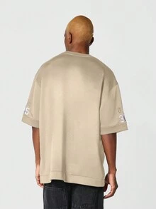 SUMWON Áo thun oversize có thêu - Màu be - Xem 2