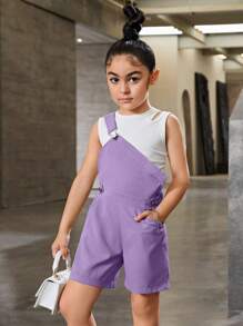 SHEIN Explorewe 年輕女孩的街頭穿搭不對稱剪裁連體褲，背心開口背心休閒裝 - 彩色 - 查看 4