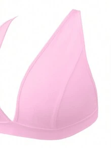 SHEIN 女士纯色简约两件套 - 淺粉色 - 查看 4