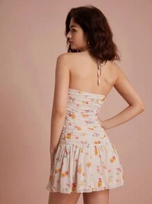 Aveloria Rosie 小花束褶皺荷葉邊細肩帶洋裝