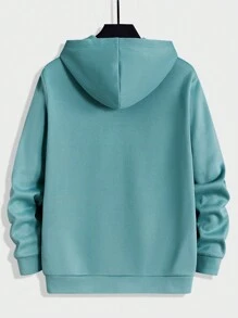 Manfinity VCAY Men Letter Graphic Thermal Lined Hoodie - Green - View 2