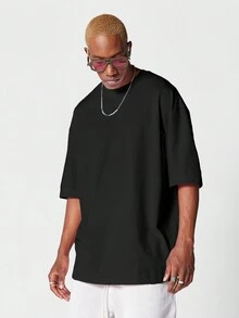 SUMWON Áo thun oversize vừa vặn có in hình họa tiết ở lưng - màu đen - Xem 2