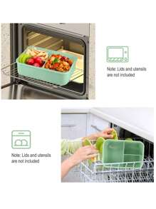 1pc Lunch Box Back To School, Bento Box For School, 42 Oz Containers For Adults Men Women Students With 4 Compartments,Food Container With Utensils,Fork Spoon And Chopsticks, Microwave & Dishwasher Friendly, Back To School (Green) Christmas For Holiday Gift Giving - Green - View 3