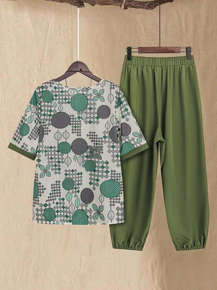 Women's Summer Geometric Printed 2-Piece Setfestival Outfits