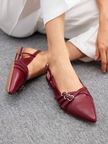 CUCCOO BIZCHIC Scarpe da donna piatte alla moda con fasce decorative incrociate, stile sexy, di , chic e accattivante per feste, Natale, Capodanno, San Valentino, colore Borgogna - Bordò - Visualizzare 5