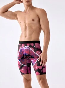 Men's Digital Printed Thin Square Underwear - Hot Pink - View 3