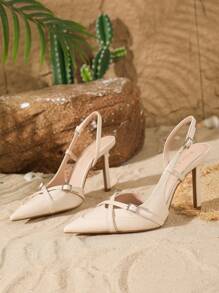 On feet& in love Fall/Winter 2025 Women's Elegant Cross-Strap Pointed Toe V-Cut Single Strap High Heel Shoes, Suitable For Dresses And Wedding,Elegant,Women Pumps,Elegant