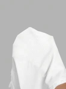 SHEIN MOD Áo trễ vai nữ lưới trang trí nơ trắng, áo nơ, áo trắng, áo dễ thương, áo đi chơi - trắng - Xem 5