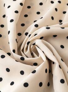 SHEIN LUNE Áo sơ mi chấm bi đơn giản hàng ngày cỡ lớn dành cho nữ, dành cho mùa hè - Màu be - Xem 4