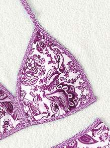 Teen Girls Paisley Print Halter Triangle Bikini Set Summer Beach - Multicolor - View 4