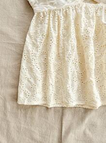 Soleia 女士針織布中空扭結裝飾胸衣上衣，配織花邊邊緣，季節度假穿搭 - 杏色 - 查看 5