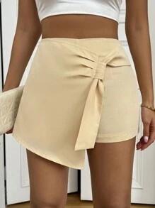 Chiquease Women's Solid Color Casual Summer Shorts For Daily Wear - Khaki - View 5