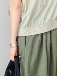 FRIFUL Women Solid Zip Up Batwing Sleeve Jacket - Khaki - View 8