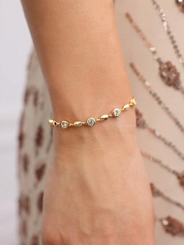 MOTF PREMIUM 18K GOLD PLATED INLAID CHIC CHAIN BRACELET