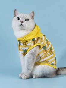 PETSIN 夏季條紋菠蘿印花可愛寵物連帽背心