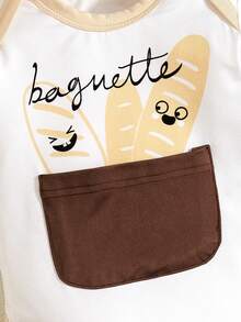 Baby Boys' Simple Long Sleeve Romper Set, Including Bread-Shaped Romper, Pants And Hat, 3pcs Home Wear - White - View 3