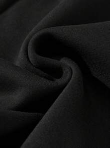 SHEIN 1 pieza Sudadera con capucha con estampado de eslogan informal para niñas preadolescentes con forro térmico, otoño/invierno. Combinación familiar - Mamá e hija (se venden por separado 3 piezas) - Negro - Ver 4