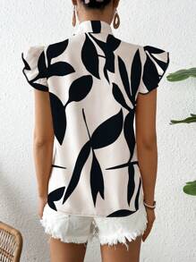 Chiquease 女士春夏假期時尚花卉印花荷葉邊連帽領襯衫 - 彩色 - 查看 2