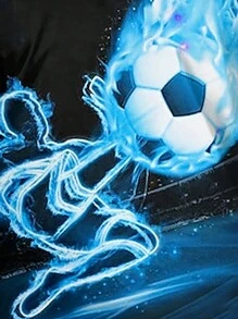 年轻男孩定制闪电足球酷炫印花短袖 T 恤 - 黑色 - 查看 3