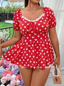 Flirla Plus Size Printed Patchwork Lace Summer Holiday Shirt - Multicolor - View 7