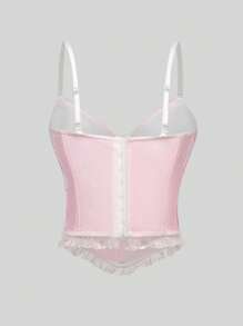 Lunelith SHEIN Lunessa Damen Tank Top mit Blumenmuster und Spitze, elegant und märchenhaft