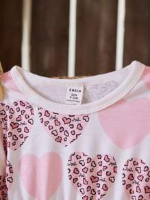 Baby Mädchen Frühling/Sommer 2 Stücke Set aus herzförmigen bedrucktem niedlichen, eleganten tages- oder Lässig Kleidern - Verschiedenfarbig - Übersicht 3
