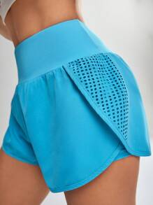 Gameset SHEIN Sport 女士純色高腰束口口袋日常健身運動短褲