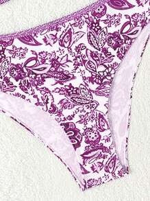 Teen Girls Paisley Print Halter Triangle Bikini Set Summer Beach - Multicolor - View 5