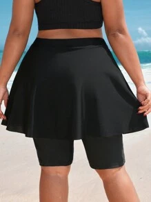 Swim SPRTY Plus Size Màu trơn Phong cách đơn giản Đồ bơi mùa hè Đáy - màu đen - Xem 2