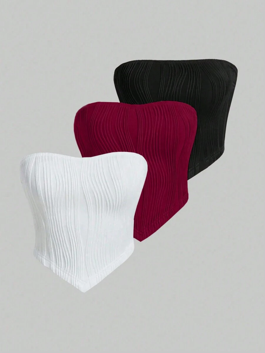 Zyxie مجموعة أنبوب قصيرة صلبة مع حافة غير متماثلة 3 قطعة