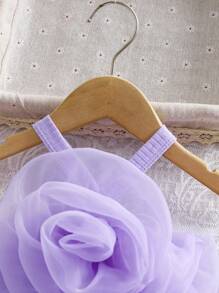 SHEIN Robe de princesse en tulle avec bretelles décoratives en fleurs 3D pour bébé fille