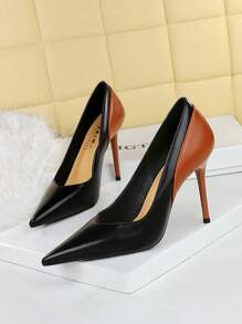 Vintage Style High Heels, Thin Heels, Party Shoes, Pointed Toe, Color Block, Spring/Autumn New Arrival, Super High Heel Shoes For Women