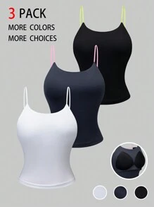 Chiquease Women's Summer Detachable Pad Spaghetti Strap Camisole - Multicolor - View 8