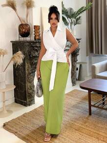 SHEIN SXY Elegant Sleeveless Shirt For Women, Sexy And Perfect For Summer - White - View 3