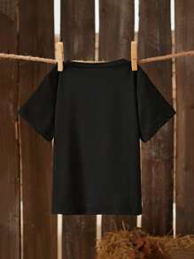 Young Boys' Cartoon Bull Head Pattern Sunny T-Shirt For Summer - Black - View 2