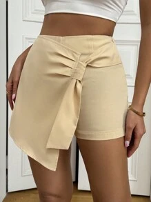 Chiquease Women's Solid Color Casual Summer Shorts For Daily Wear - Khaki - View 3
