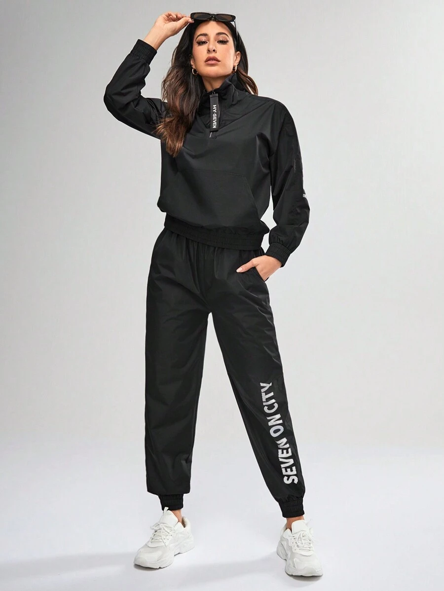 Women's Sportswear Sweating Suit Set Gym Set - Black - View 1