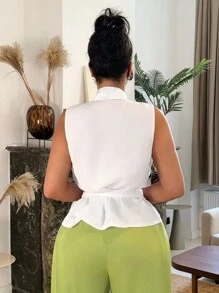 SHEIN SXY Elegant Sleeveless Shirt For Women, Sexy And Perfect For Summer - White - View 2