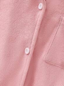 Ensemble de vêtements de nuit en jersey éponge ignifuge pour jeune fille, chemise à manches courtes et pantalon - Rose bonbon - Voir 6