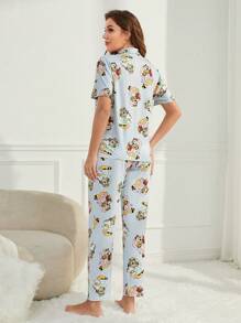 SHEIN 女士有趣的老虎印花短袖上衣和長褲家居服套裝